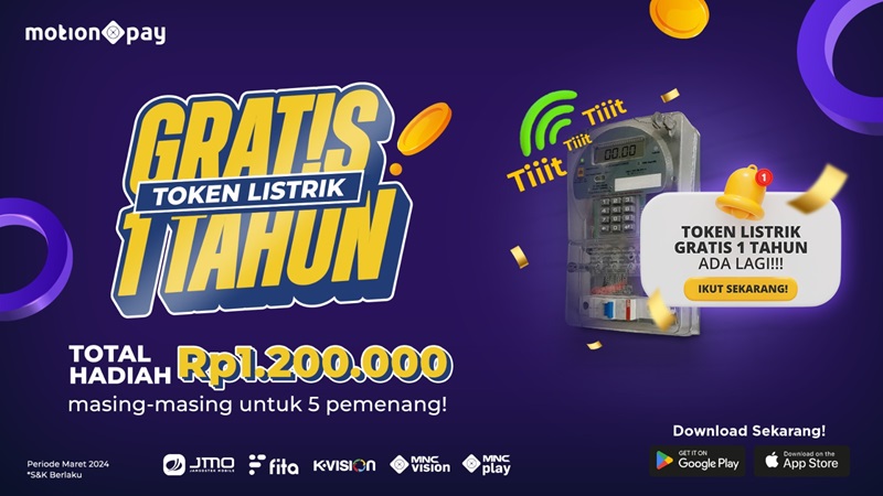 Masih Ada, Rebut Hadiah Token Listrik Gratis Rp 1,2 Juta di MotionPay!