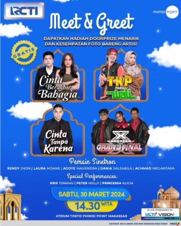 Pemain Sinetron RCTI Cinta Berakhir Bahagia hingga TOP 3 X Factor Indonesia Siap Meriahkan Meet and Greet RCTI di Makassar