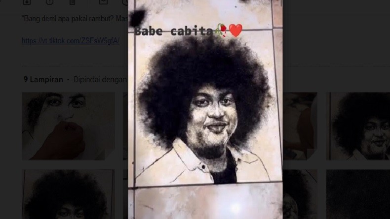Viral Seniman Bikin Lukisan Wajah Babe Cabita dari Potongan Rambut, Warganet: Epic Banget!