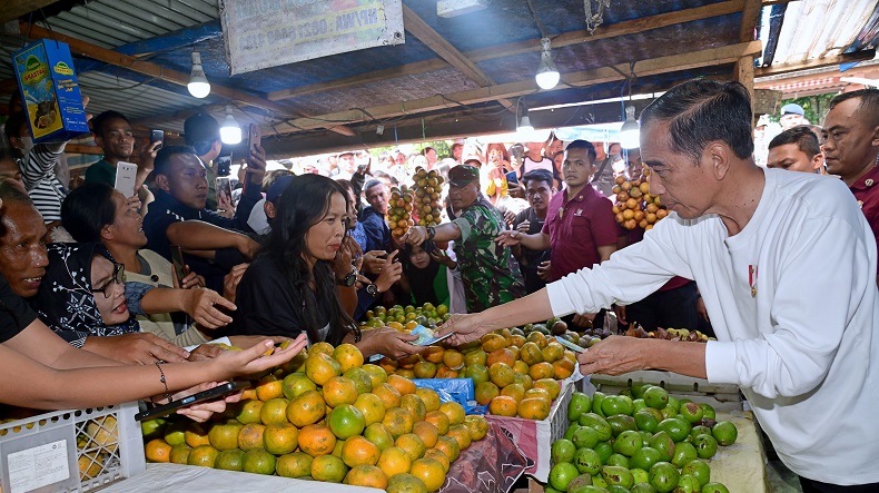 Jokowi ke Pasar Berastagi Sumut saat Libur Lebaran, Belanja Buah dan Sayur