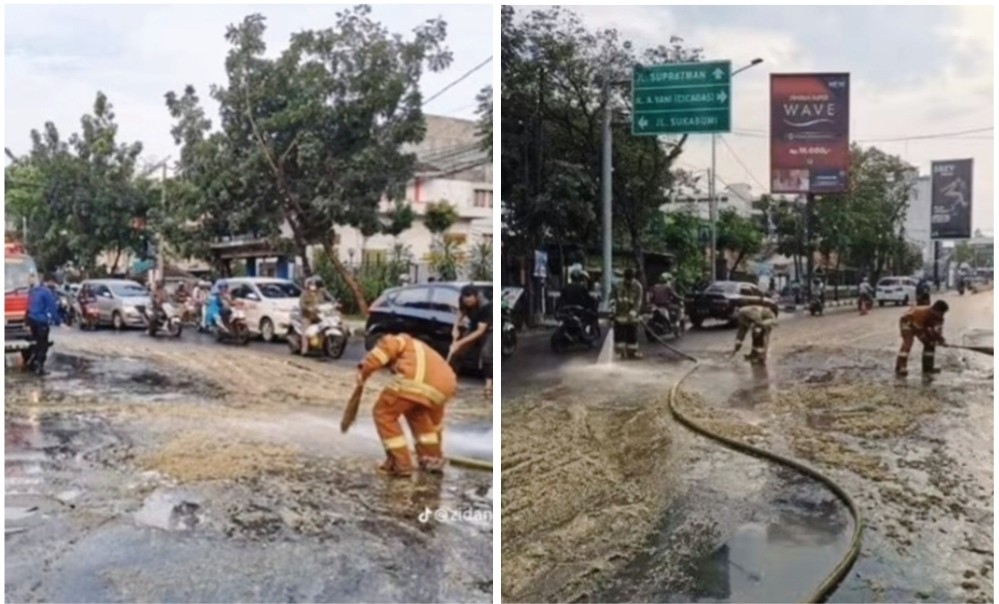 Mobil Sedot Tinja Kecelakaan Kotoran Berceceran di Jalan, Netizen: Motor Auto Balik Arah
