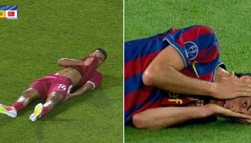 Viral Mahdi Salem Pemain Qatar yang Pandai Sandiwara, Mirip Sergio Busquets?