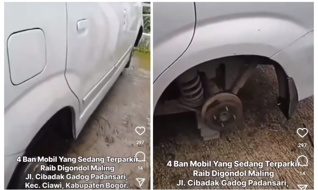 Viral Semua Ban Mobil Ini Dicuri saat Parkir di Rumah, Netizen Heran: Kenapa Enggak Mobilnya yang Dibawa