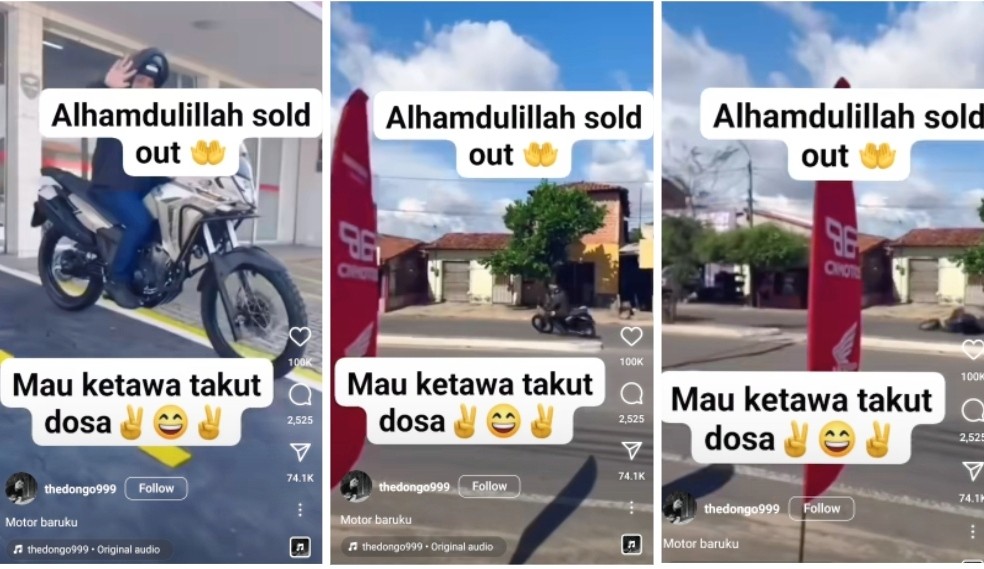 Viral Pria Baru Beli Motor Terjatuh saat Keluar dari Showroom, Netizen: Bisa Ditukar Nggak Baru 5 Menit