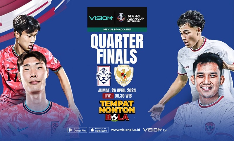 Link Live Streaming Indonesia Vs Korsel Perempat Final Piala Asia U-23 2024 di Vision+