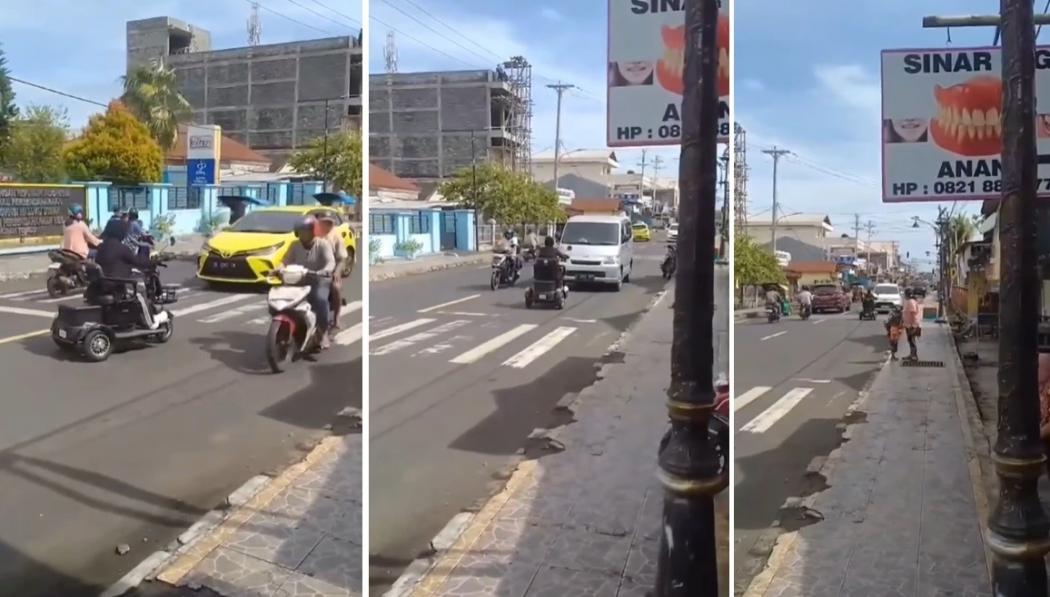 Aksi Emak-Emak Naik Motor Lawan Arah Kembali Meresahkan, Kali Ini Berani Lawan 3 Mobil