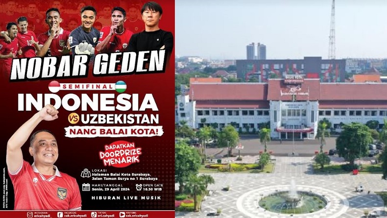 Pemkot Surabaya Gandeng MNC Group Gelar Nobar Indonesia Vs Uzbekistan di Balai Kota