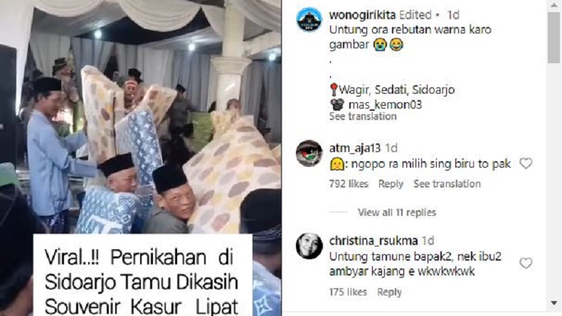 Viral Pernikahan di Sidoarjo Dapat Suvenir Kasur, Tamunya Semua Bapak-Bapak