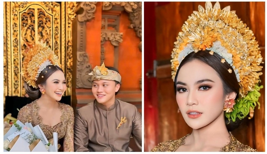 Potret Mahalini Tampil Cantik dengan Mahkota Gelung Agung di Pernikahannya