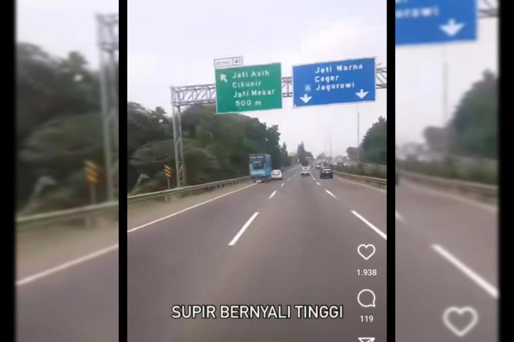 Mendebarkan, Polisi Kejar Truk yang Berusaha Kabur di Jalan Tol