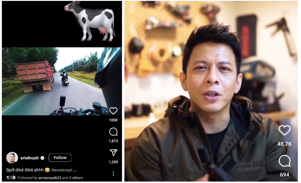 Touring Lewat Kawasan Perkebunan Sawit, Ariel Noah Nyaris Tabrak Sapi