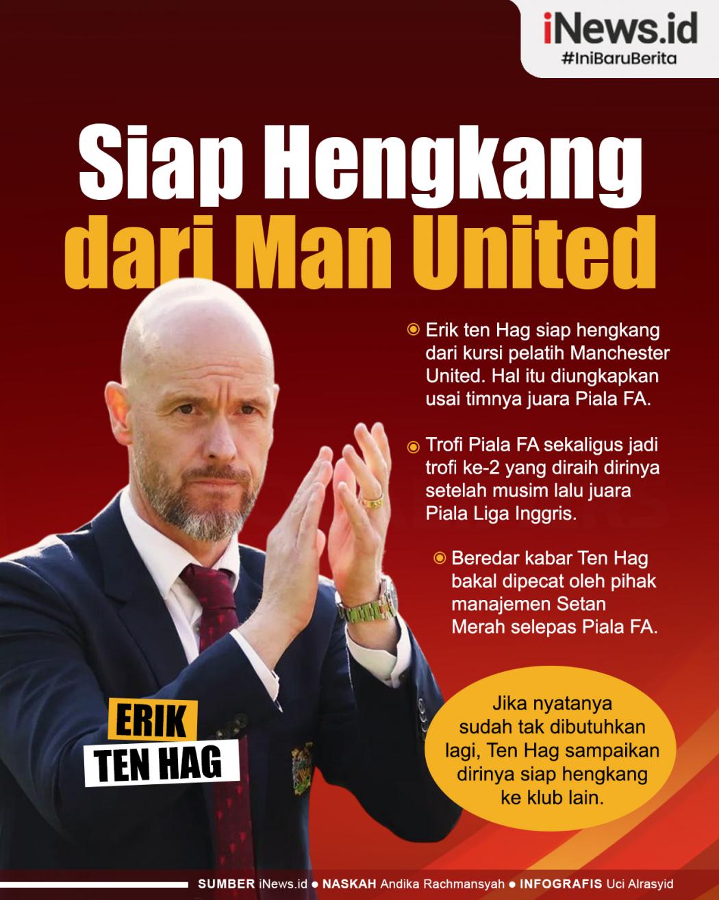 Infografis Usai Juara Piala FA, Erik Ten Hag Siap Hengkang dari Man United
