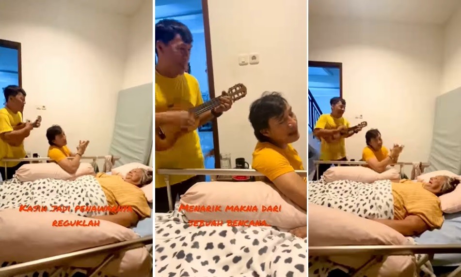Mengharukan, Katon Bagaskara dan Nugie Hibur sang Ibu yang Sedang Sakit dengan Menyanyi