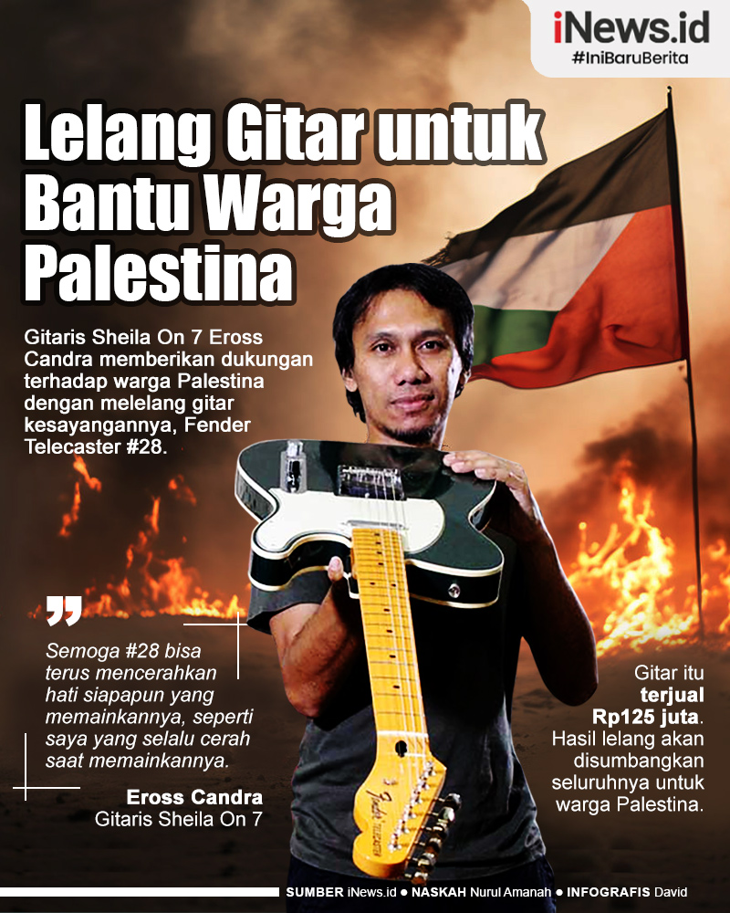 Infografis Bantu Warga Palestina, Eross Sheila On 7 Lelang Gitar Kesayangan