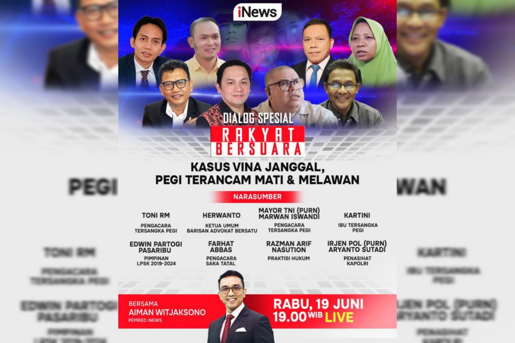 Rakyat Bersuara Live di iNews Malam Ini: Kasus Vina Janggal, Pegi Terancam Mati dan Melawan