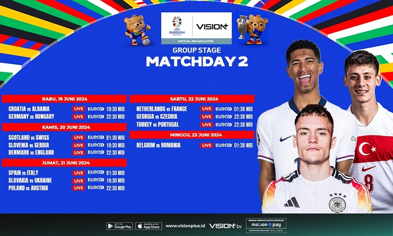 Link Live Streaming Euro 2024 Pekan Ini di Vision+, Ada Spanyol Vs Italia hingga Belanda Lawan Prancis