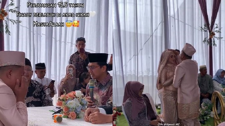 Kisah Haru 15,5 Tahun Pacaran Akhirnya Nikah, Tangis Pengantin Pria Pecah usai Ijab Kabul