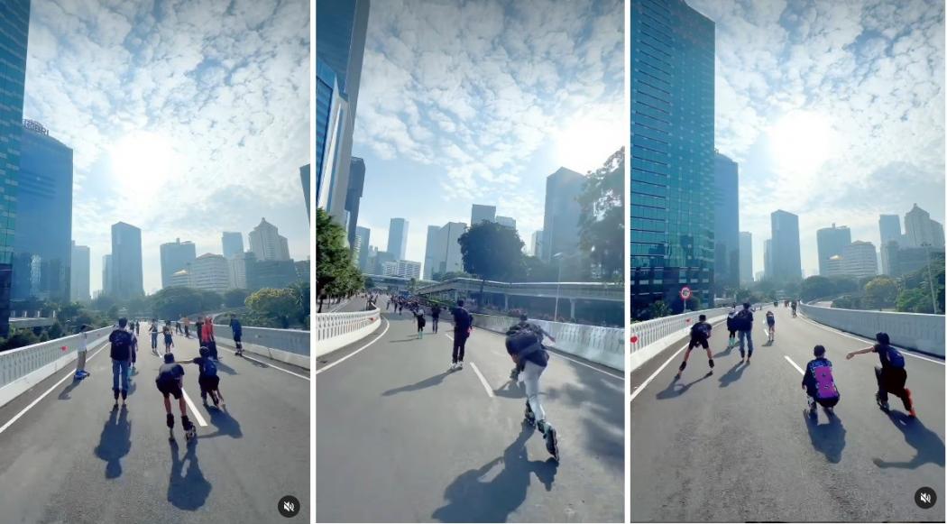 Viral Momen Jakarta seperti Negara Maju, Anak-Anak Bebas Main Sepatu Roda di Jalan