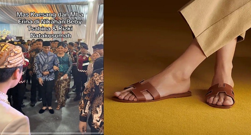 Erina Gudono Pakai Sandal Mewah di Acara Ngunduh Mantu Beby Tsabina, Harganya Fantastis Rp13 Juta