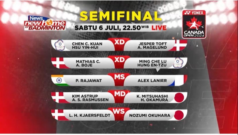 Saksikan Semifinal Canada Open 2024 Malam Ini, Live Eksklusif di iNews