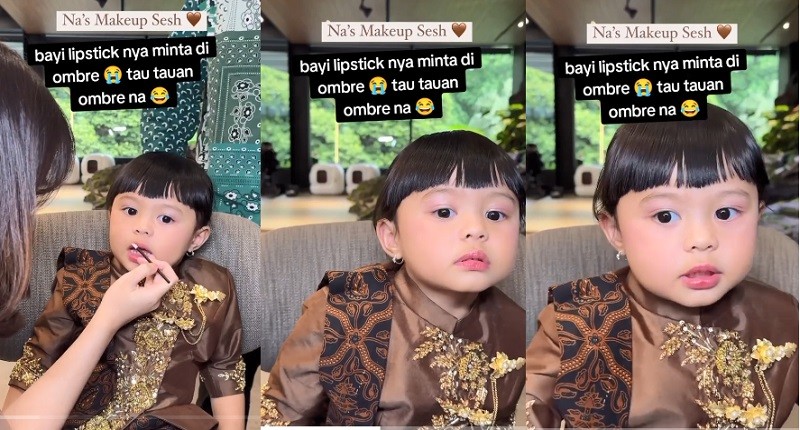 Gemas! Ameena Minta Dirias Pakai Lipstik Ombre, Netizen: Bayi Tau-tauan Ombre