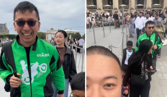 Viral Pria Pakai Jaket Ojol Online di Paris, Netizen Kaget: Driver Saja Bisa ke Eropa
