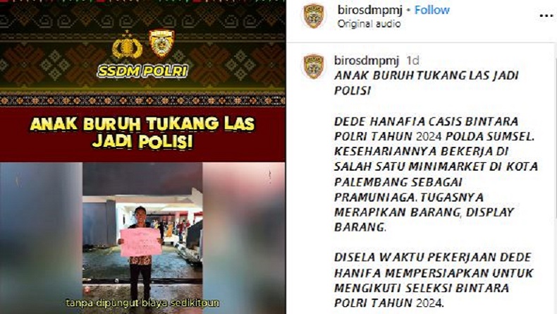 Hebat! Anak Buruh Tukang Las di Palembang Lolos Jadi Polisi
