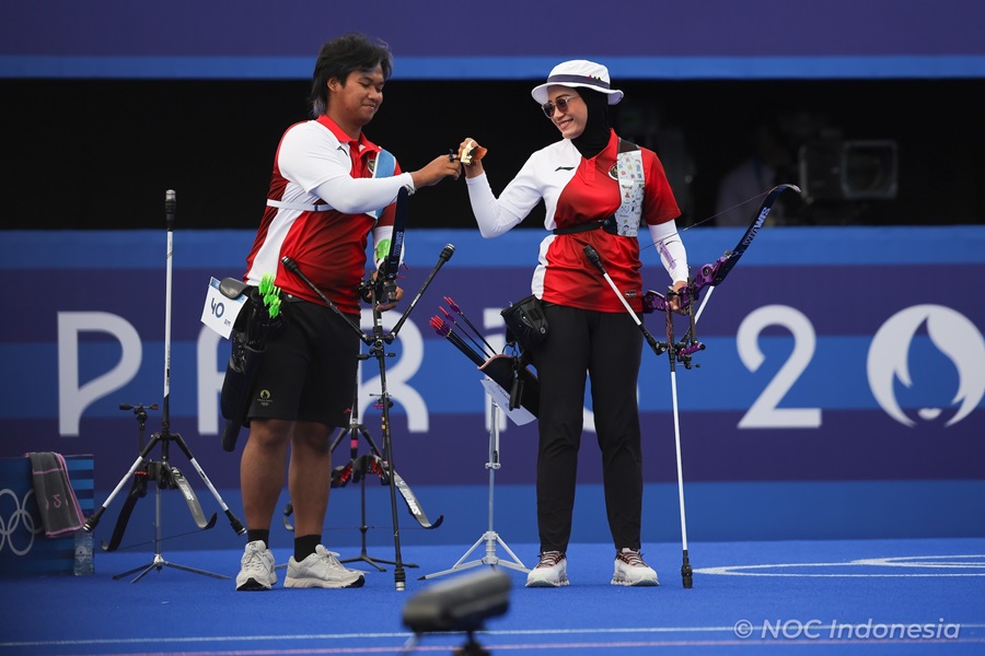 Hasil Panahan Olimpiade Paris 2024: Atlet Indonesia Diananda/Arif Kalah di 16 Besar Beregu Campuran