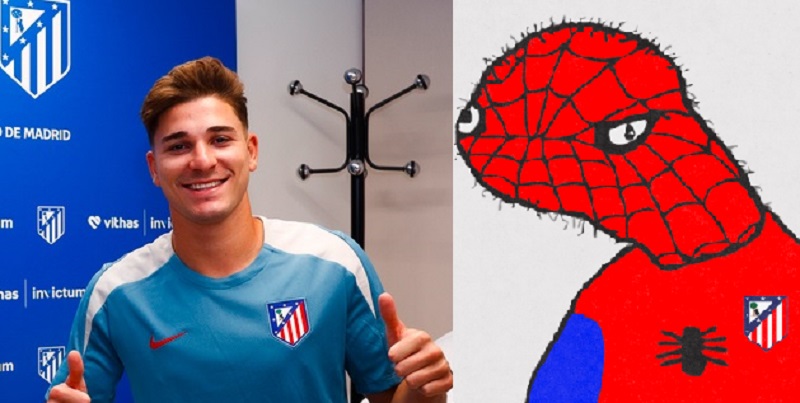 Kocak! Atletico Madrid Umumkan Julian Alvarez Resmi Gabung Pakai Foto Nyeleneh Spiderman