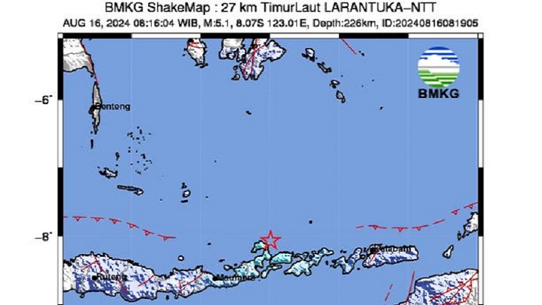 Gempa Hari Ini Magnitudo 5,1 Guncang Larantuka NTT