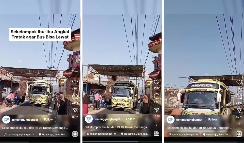 Viral Ibu-Ibu Angkat Tenda di Jalan agar Bus Bisa Lewat, Netizen Terkesima: Ras Terkuat di Bumi