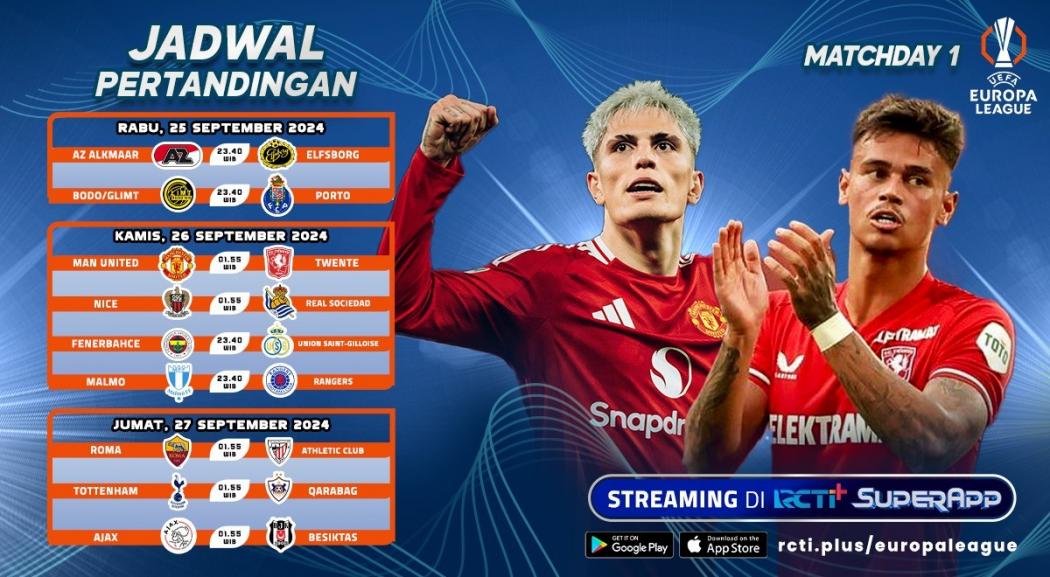 Jadwal Live Streaming Liga Europa Pekan Ini di RCTI+ SuperApp: Man United Vs Twente