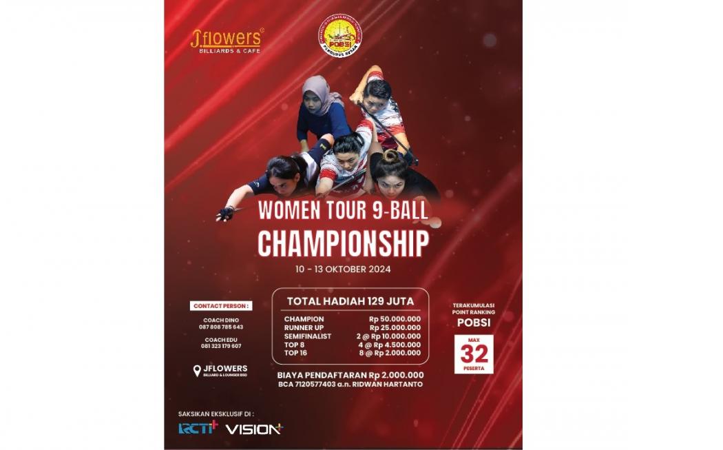 PB POBSI dan JFlowers Gelar Turnamen Biliar Khusus Wanita