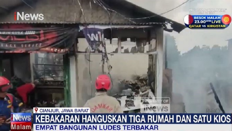 Kebakaran di Cianjur, 3 Rumah Warga dan Warung Sembako Ludes Dilahap Api