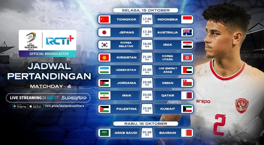 Jadwal dan Link Streaming Kualifikasi Piala Dunia 2026 Pekan Ini: Indonesia Vs China