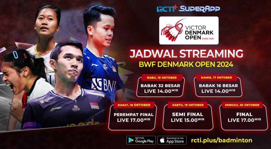 Jadwal Live Streaming Denmark Open 2024 Rabu sampai Minggu di RCTI+ SuperApp
