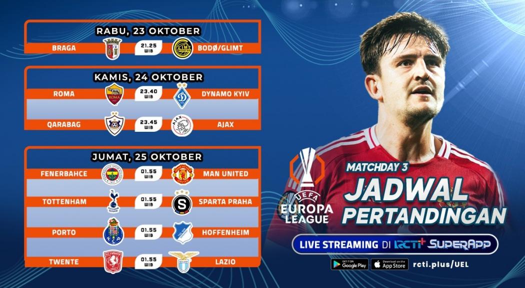 Jadwal Live Streaming Liga Europa Pekan Ini di RCTI+ SuperApp: Fenerbahce Vs MU, Twente Jumpa Lazio