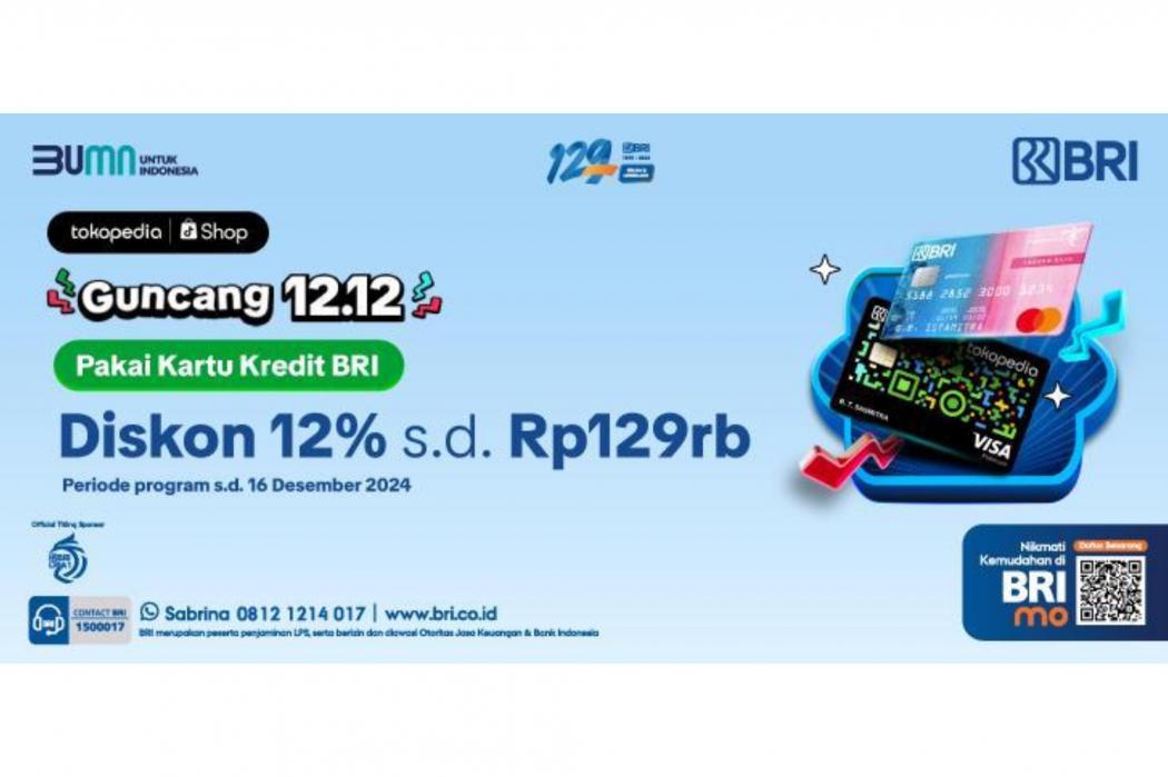 Mega Sale 12.12 BRI x Tokopedia Hadirkan Promo dan Diskon Menarik, Yuk Serbu!