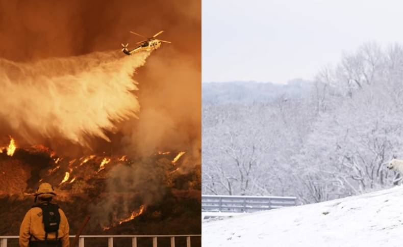 Situasi Los Angeles Bak Neraka, AS Selatan Malah Dilanda Badai Salju