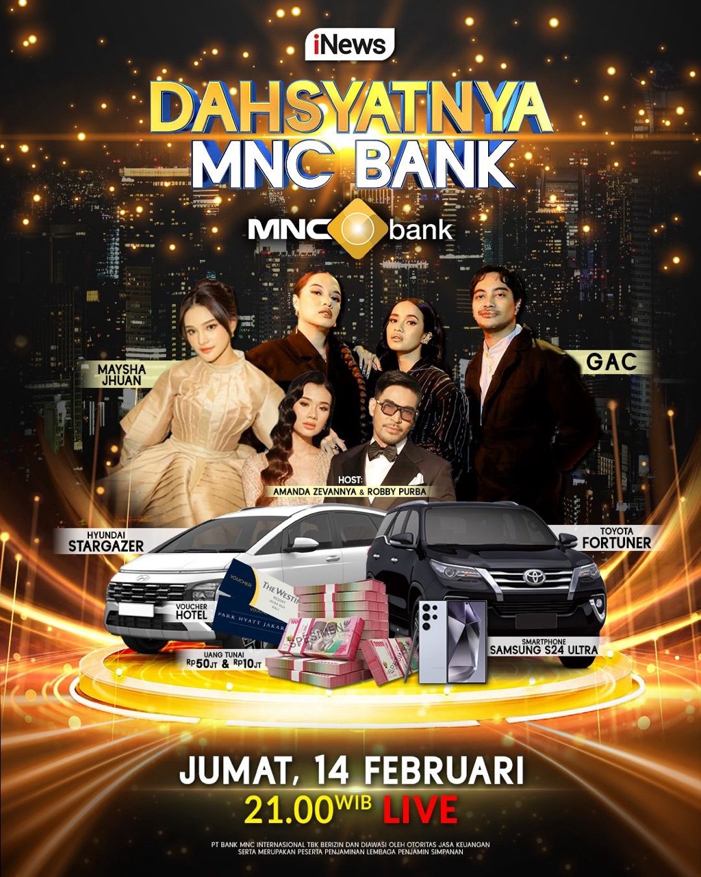 Dahsyatnya MNC Bank Live di iNews Besok Malam, Menangkan Grand Prize Toyota Fortuner dan Jutaan Hadiah Lainnya!