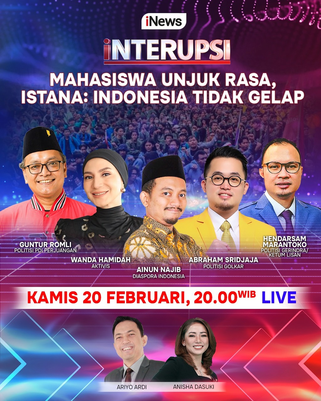 Interupsi Malam Ini: Mahasiswa Unjuk Rasa, Istana Sebut Indonesia Tidak Gelap, Live di iNews