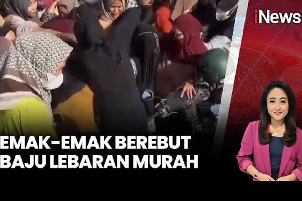 Emak-emak Antre Baju Lebaran di Polewali Mandar, Saling Dorong hingga Berdesakan