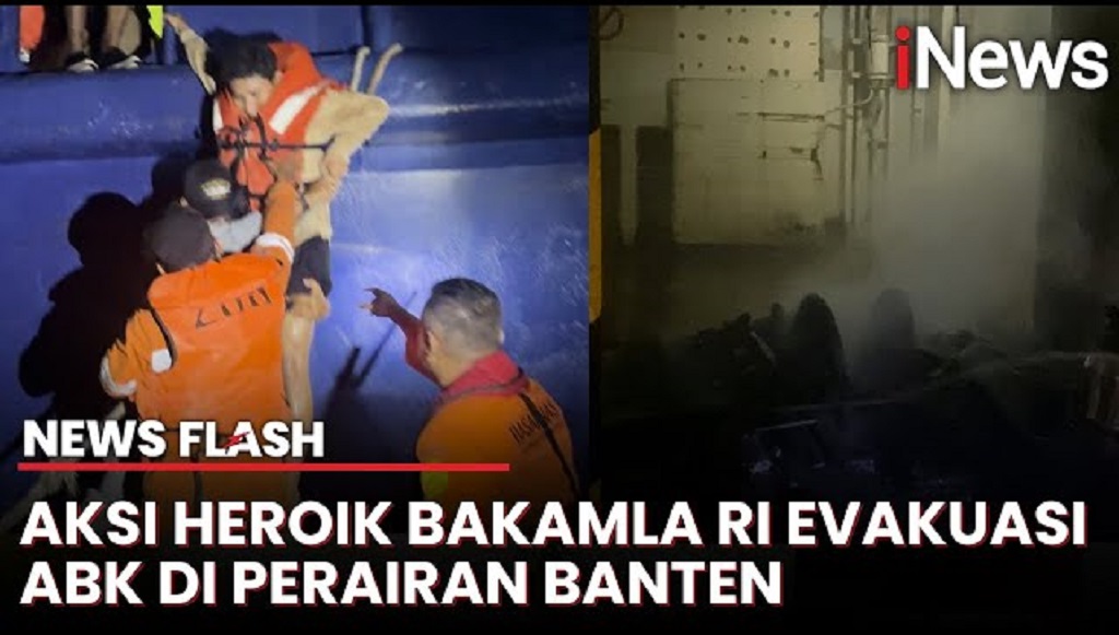 Aksi Heroik Bakamla Selamatkan ABK Kapal yang Terbakar di Perairan Banten