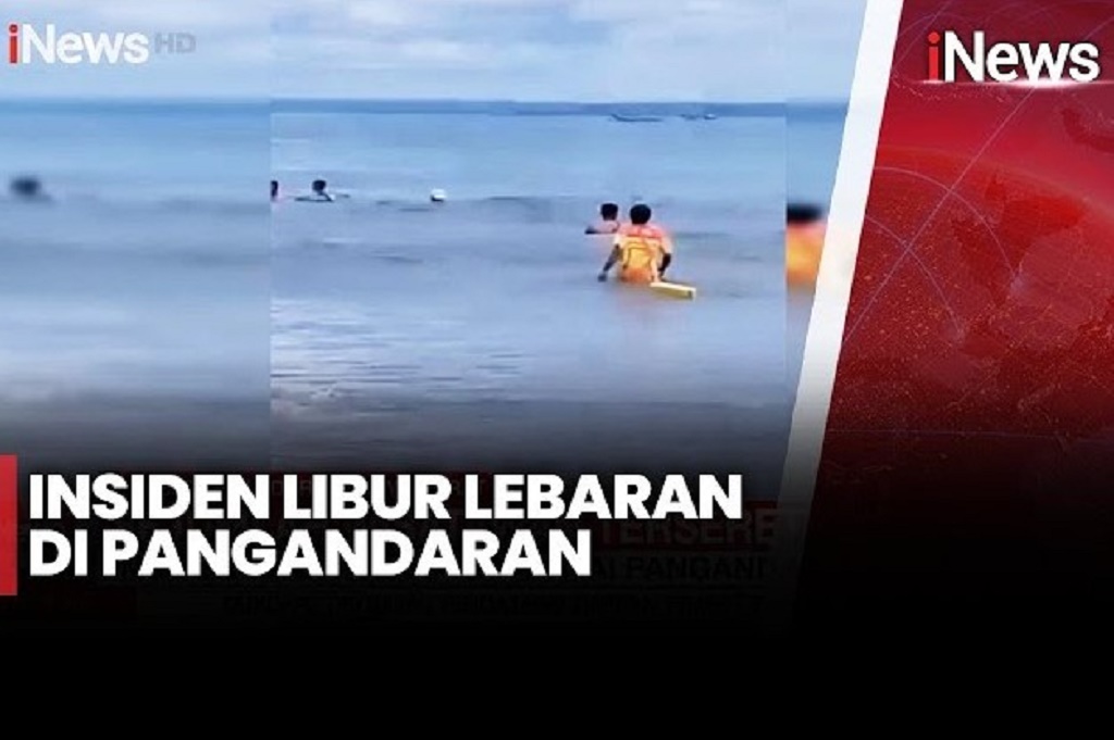 Terekam Video Detik-detik Petugas Selamatkan Wisatawan Tenggelam di Pantai Pangandaran