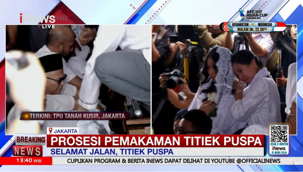 Tangis Keluarga Pecah saat Detik-Detik Jenazah Titiek Puspa Dimasukkan dalam Kubur