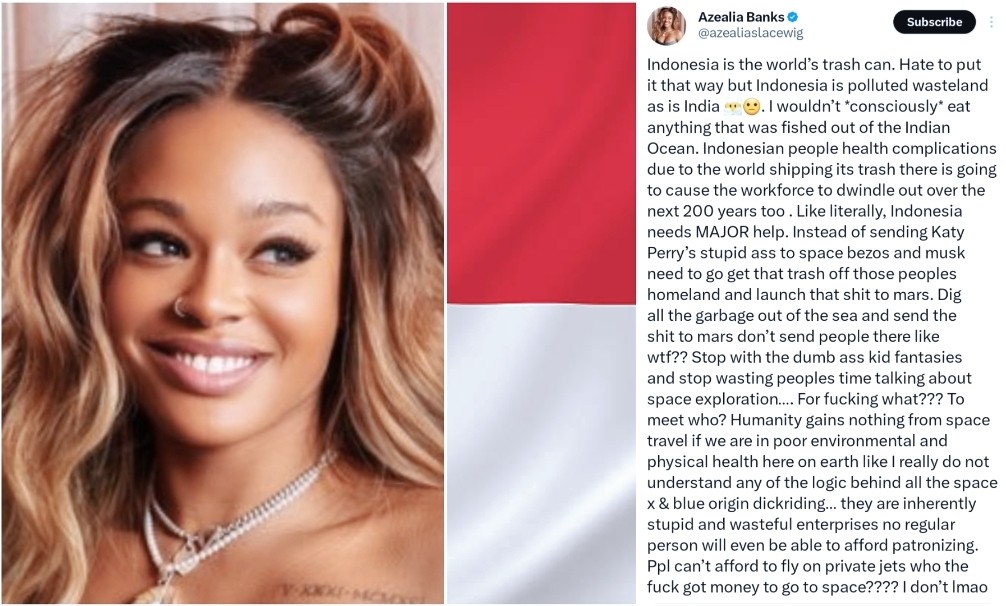 Viral Rapper Amerika Azealia Banks Sebut Indonesia Tempat Sampah Dunia, Begini Reaksi Netizen