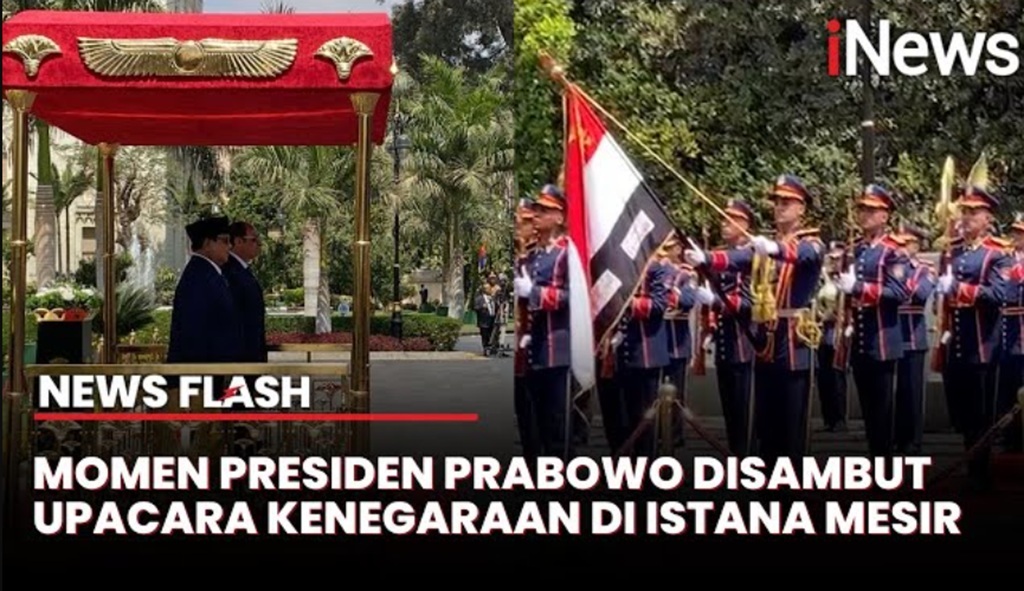 Momen Prabowo Disambut Upacara Kenegaraan di Istana Mesir