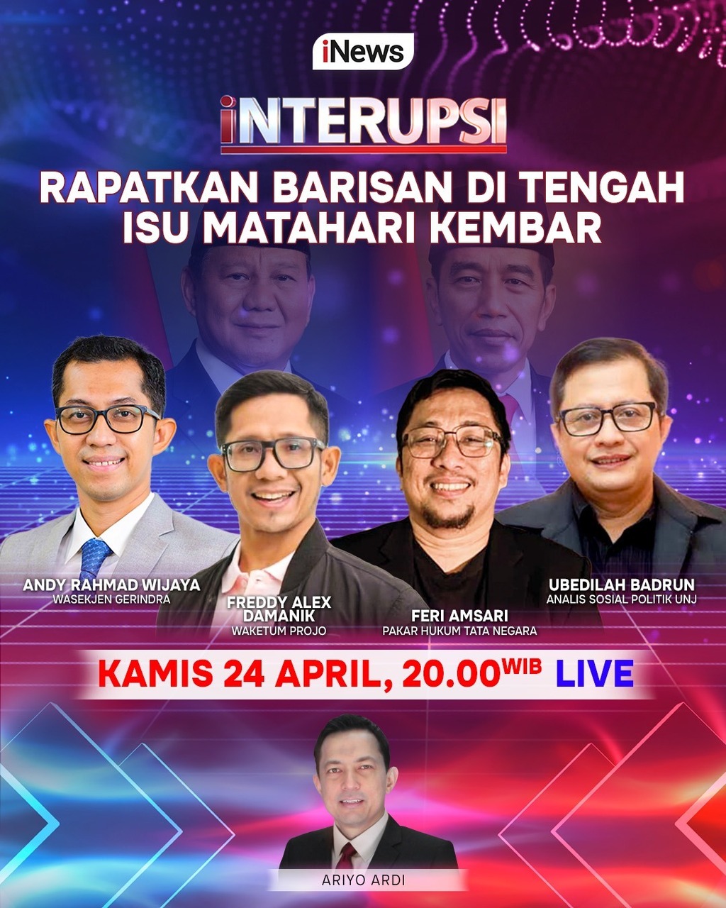 Interupsi 'Rapatkan Barisan di Tengah Isu Matahari Kembar' Malam Ini, Live di iNews