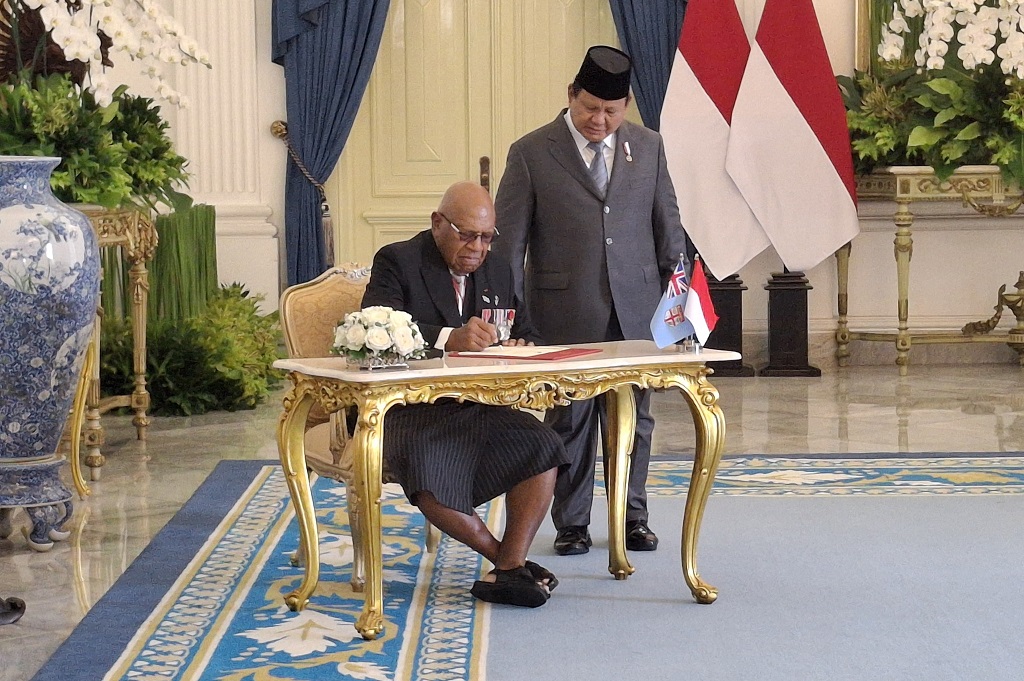 Presiden Prabowo Sambut PM Fiji Sitiveni Rabuka di Istana Merdeka