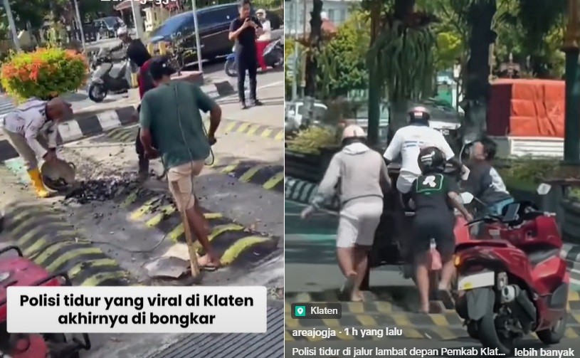 Viral Polisi Tidur Depan Kantor Pemkab Klaten Kelewat Tinggi Dihancurkan, Salahi Aturan
